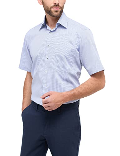 eterna Herren Businesshemd Kurzarm Comfort FIT | Karo Himmelblau-Weiß | Kent Kragen Gr. 45, 1SH12150-01-12-45-1/2 von ETERNA