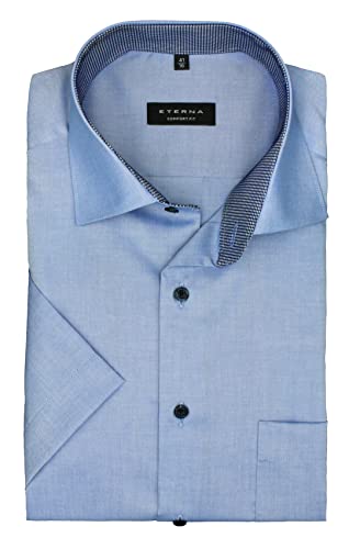 ETERNA Herren Businesshemd Kurzarm Comfort FIT | Uni blau | Kent Kragen Gr. 46 von ETERNA