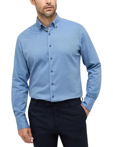 ETERNA Herren Flanellhemd MODERN FIT 1/1 Rauchblau 46_H_1/1 von ETERNA