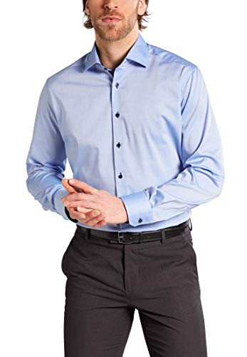 eterna Herren Hemd Modern Fit extralange Ärmel, Mittelblau, W46 Langarm von ETERNA