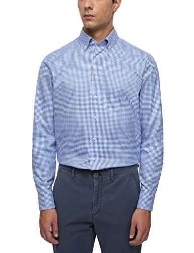 ETERNA Slim Fit 1863 Hemd Langarm Button Down Kragen Twill Karo blau Größe 40 von ETERNA