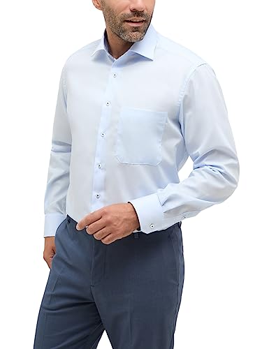 ETERNA Herren Langarm Hemd Comfort Fit | Himmelblau | Bügelfrei, Knitterfrei, 100% Baumwolle | Kentkragen Gr. 47 von ETERNA