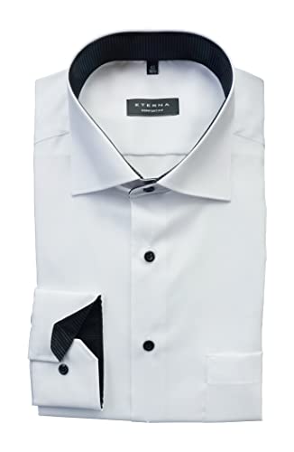 ETERNA Herren Langarm Hemd Weiß Comfort Fit | Bügelfrei, Knitterfrei, 100% Baumwolle | Kentkragen Gr. 43 von ETERNA