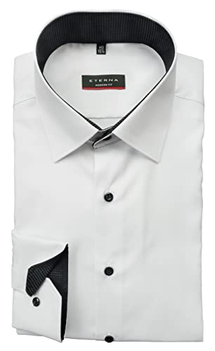 ETERNA Herren Langarm Hemd Weiß Modern Fit | Bügelfrei, Knitterfrei, 100% Baumwolle | Kentkragen Gr. 42 von ETERNA