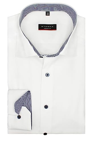 ETERNA Herren Langarm Hemd Weiß Modern Fit | Bügelfrei, Knitterfrei, 100% Baumwolle | Kentkragen Gr. 46 von ETERNA