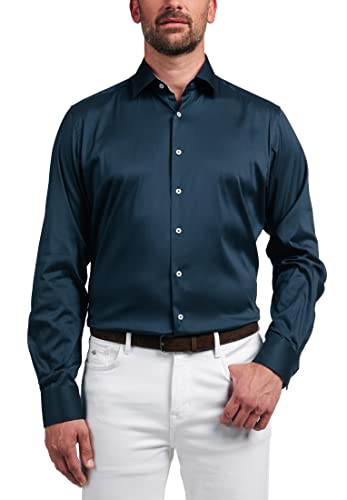 ETERNA Modern Fit Performence Hemd Langarm Twill Nachtblau Größe 42 von ETERNA