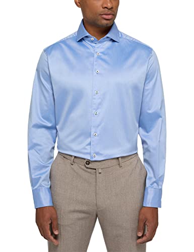 eterna Herren Soft Luxury Shirt MODERN FIT 1/1 Mittelblau 40_H_1/1 von ETERNA