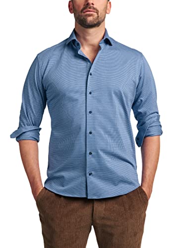 ETERNA Langarm Hemd, Modern Fit, Soft Tailoring Jersey, Strukturiert (45, hellblau) von ETERNA