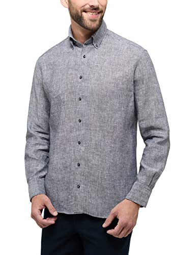 ETERNA Herren Soft Tailoring Leinenhemd MODERN FIT 1/1 grau 42_H_1/1 von ETERNA