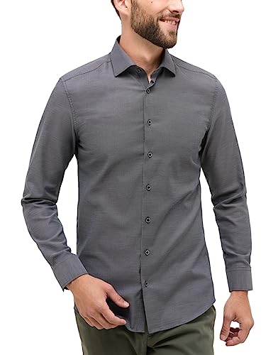 ETERNA Slim Fit Hemd Langarm Haifischkragen Struktur anthrazit Größe 38 von ETERNA