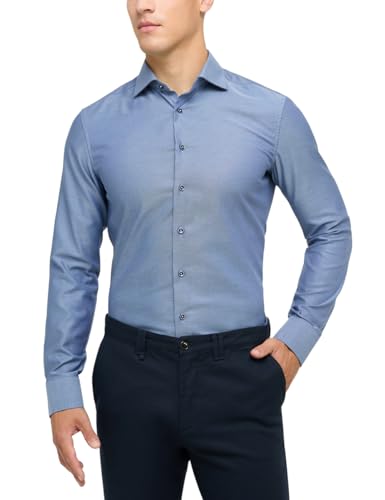 ETERNA Herren Strukturhemd Slim FIT 1/1 blaugrau 40_H_1/1 von ETERNA