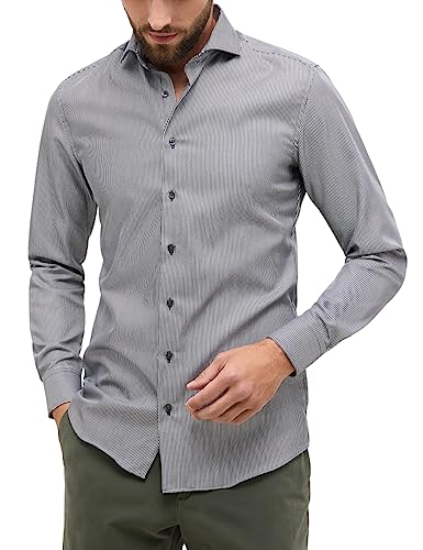 ETERNA Slim Fit Hemd Langarm Haifischkragen Streifen anthrazit Größe 40 von ETERNA