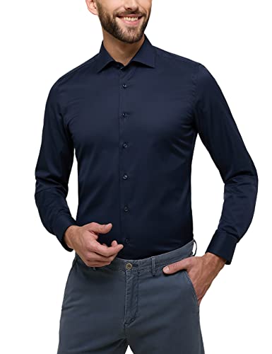 ETERNA Herren unifarbenes Cover Shirt Slim FIT 1/1 Navy 42_H_1/1 von ETERNA