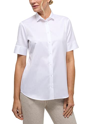 ETERNA Comfort Fit Bluse Halbarm Hemdkragen Blickdicht weiß Größe 48 von ETERNA