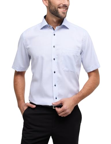 ETERNA Comfort Fit Hemd Halbarm New Kent Kragen Struktur hellblau Größe 44 von ETERNA
