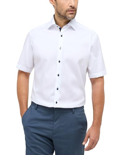 eterna Kurzarm Hemd MODERN FIT Pinpoint unifarben, Weiß, W45, Länge Kurzarm von ETERNA