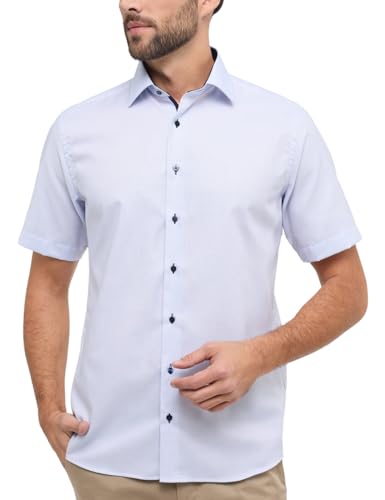 eterna Kurzarm Hemd Modern Fit Fantasiebindung Strukturiert- Gr. W 44, Hellblau von ETERNA