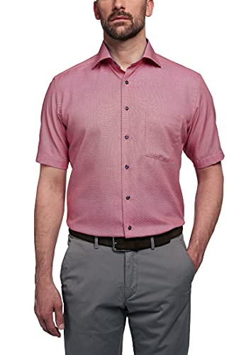 ETERNA, strukturiertes Kurzarmhemd mit Tasche, Modern Fit Größe 45, Farbe rot von ETERNA