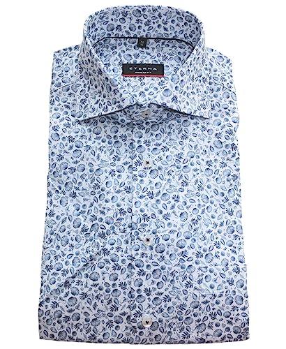 eterna Kurzarmhemd Weiss blau Print Meeresmotiv Modern Fit Gr. 38-48 (as3, Neck, 42, Regular, Regular) von ETERNA