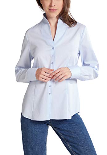 ETERNA Modern Fit Bluse Langarm Stehkragen Punkte hellblau Größe 48 von ETERNA