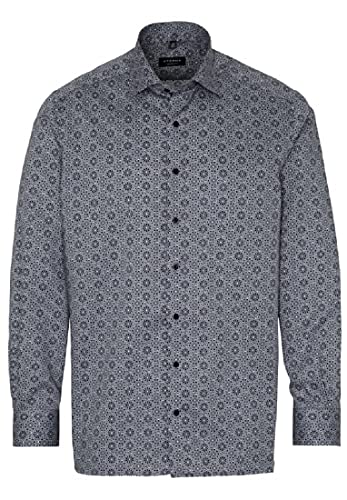 eterna Langarm Hemd, Comfort Fit, Lotus Shirt, Twill Grau/Schwarz Bedruckt Größe 42 von ETERNA