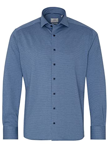 ETERNA Langarm Hemd, Modern Fit, Soft Tailoring Jersey, Strukturiert (45, blau) von ETERNA