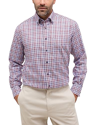 ETERNA Langarm Hemd Comfort Fit | Karo Rot-Weiß | 100% Baumwolle | Button-Down-Kragen Gr. 43 von ETERNA