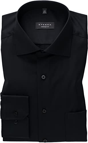 ETERNA Comfort Fit Cover Hemd Langarm Blickdicht Brusttasche schwarz Größe 45 von ETERNA