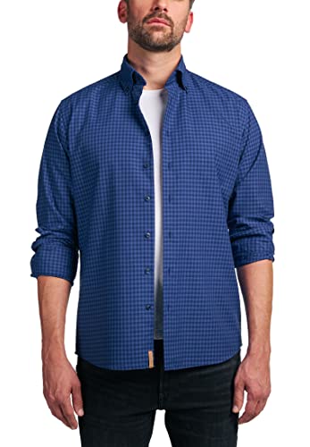 ETERNA, Langarm Hemd, Regular fit, upcycling Shirt kariert blau (44) von ETERNA