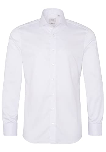 eterna Langarm Hemd Slim FIT Twill unifarben, Weiß, W38 Langarm von ETERNA