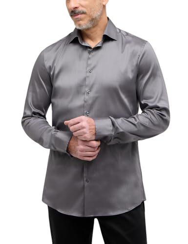ETERNA Slim Fit Performence Hemd Langarm New Kent Stretch grau Größe 44 von ETERNA