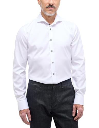 eterna Langarm Hemd Slim Fit Twill unifarben,38,weiss von ETERNA