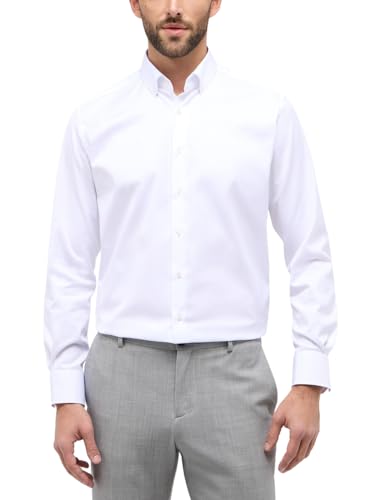 ETERNA Modern Fit Cover Hemd Langarm Button Down Kragen Blickdicht weiß Größe 43 von ETERNA