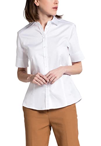 ETERNA Modern Fit Bluse Halbarm Hemdkragen Punkte weiß Größe 48 von ETERNA