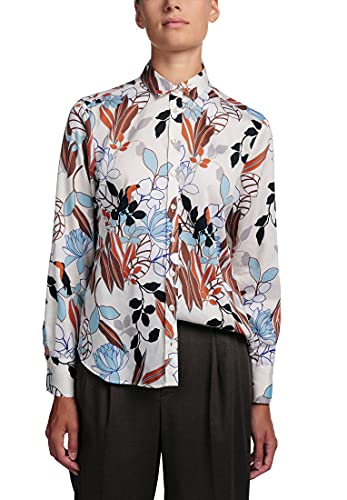 ETERNA Modern Fit Bluse Langarm Hemdkragen Muster weiß Größe 46 von ETERNA