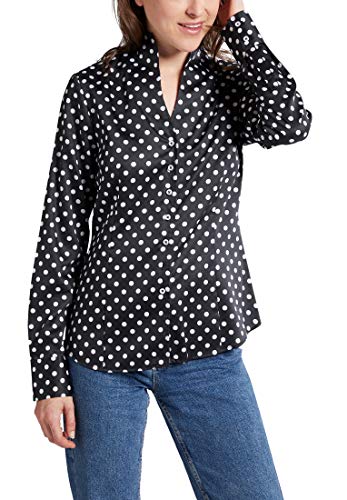 ETERNA Modern Fit Bluse Langarm Hemdkragen Punkte weiß/schwarz Größe 38 von ETERNA