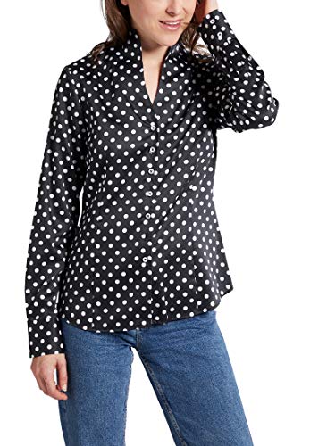 ETERNA Modern Fit Bluse Langarm Hemdkragen Punkte weiß/schwarz Größe 40 von ETERNA