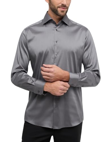 ETERNA Modern Fit Performence Hemd Langarm New Kent Stretch grau Größe 40 von ETERNA