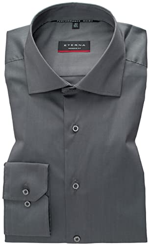 ETERNA Modern Fit Performence Hemd Langarm New Kent Stretch grau Größe 45 von ETERNA