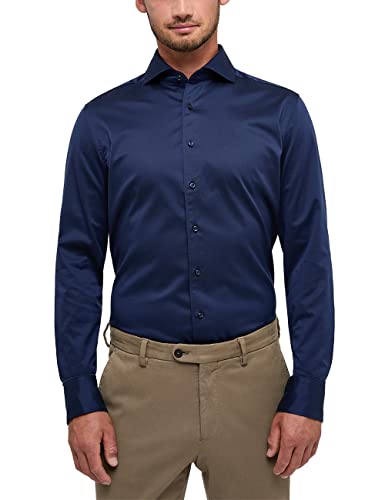 ETERNA Slim Fit 1863 Hemd Langarm Haifischkragen Twill dunkelblau Größe 40 von ETERNA