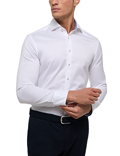 ETERNA Slim Fit 1863 Hemd Langarm Haifischkragen Twill weiß Größe 39 von ETERNA