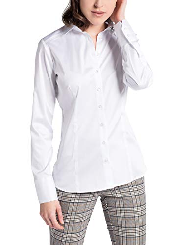 ETERNA Slim Fit Bluse Langarm Hemdkragen Stretch weiß Größe 44 von ETERNA