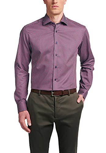 ETERNA Slim Fit Businesshemd Langarm New Kent Kragen Muster rot/weiß Größe 39 von ETERNA