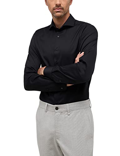 ETERNA Slim Fit Cover Hemd Langarm blickdichter Twill schwarz Größe 40 von ETERNA