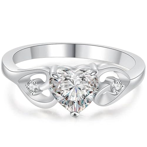 Eternllery Solitärring aus Edelstahl, herzförmig, künstlicher Diamant, für Hochzeit, Verlobung, Antragsring, Metall, Zirkonia von eternllery
