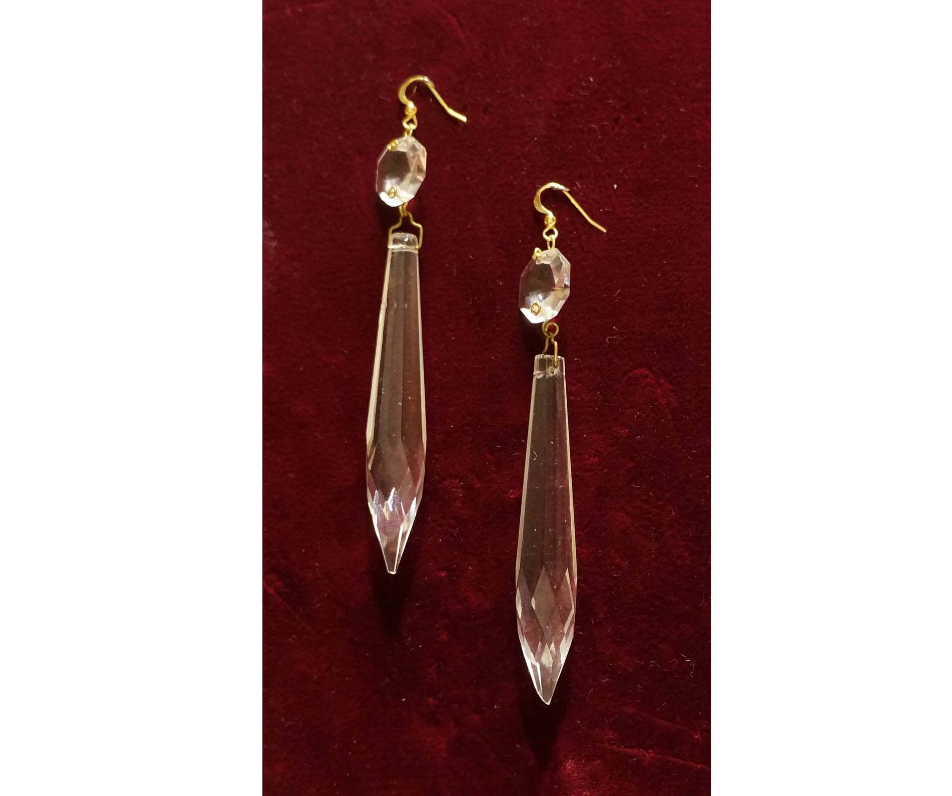 Antike Kronleuchter Kristallohrringe, 4", Sehr Gutem Zustand Antike Kronleuchter Kristallohrringe, 4", Sehr Gutem Zustand von ethnicgoodsjewelry