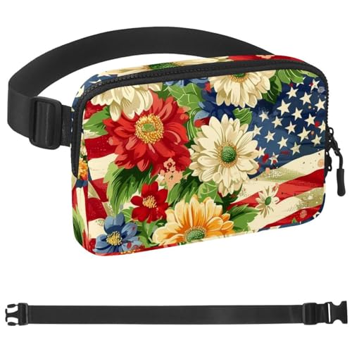 American Fresh Flowers Gürteltasche für Damen und Herren, Crossbody-Gürteltasche mit Reißverschlusstaschen, wasserdichte Hüfttaschen mit verstellbarem Riemen für Workout, Laufen, Reisen, Wandern, American Fresh Flowers Gürteltasche für Damen und Herren, Crossbody-Gürteltasche mit Reißverschlusstaschen, wasserdichte Hüfttaschen mit verstellbarem Riemen für Workout, Laufen, Reisen, Wandern, von etoenbrc