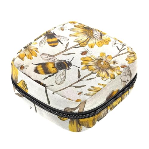 Aufbewahrungsbeutel für Damenbinden, Chrysanthemen-Biene, Menstruationspads, Oxford-Tuch, Menstruationstassenbeutel, Stillunterlage, Tampon-Periodenbeutel mit Reißverschluss, für Teenager, Mädchen, von etoenbrc