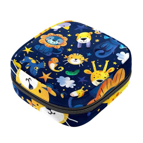 Aufbewahrungsbeutel für Damenbinden, Motiv: Gute Nacht, Tiere, Menstruationstasse, Oxford-Tuch, Menstruationstasse, Stillunterlage, Tampon-Periodenbeutel mit Reißverschluss, für Teenager, Mädchen, von etoenbrc