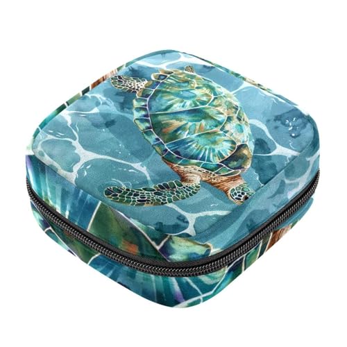 Aufbewahrungsbeutel für Damenbinden, Motiv: Meeresschildkröte, Menstruationstasse, Oxford-Tuch, Menstruationstasse, Stillunterlage, Tampon-Periodenbeutel mit Reißverschluss, für Teenager, Mädchen, von etoenbrc